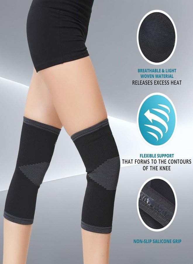 JERN Knee Cap Support Sleeve, Compression Brace, for Pain Relief, with Cotton Knit Lining Inside & Latex Free, Knee cap for Gym, Knee Socks Pads for Women Men (Gray, L) - Image 2