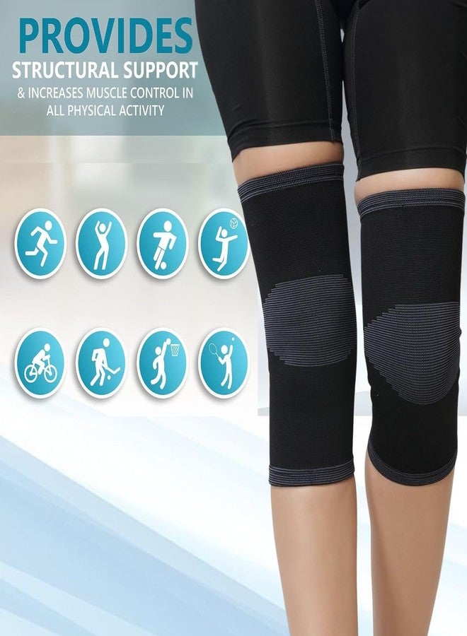 JERN Knee Cap Support Sleeve, Compression Brace, for Pain Relief, with Cotton Knit Lining Inside & Latex Free, Knee cap for Gym, Knee Socks Pads for Women Men (Gray, L) - Image 4