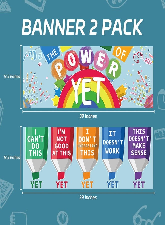 Rsgift 2 Pcs Classroom Banner Poster with Dot Glue,13.5x39inches Classroom Decorations Teachers Bulletin Board,Power of Yet,Wall Decor for Middle High School Bedrooms (Laminated) - Image 2