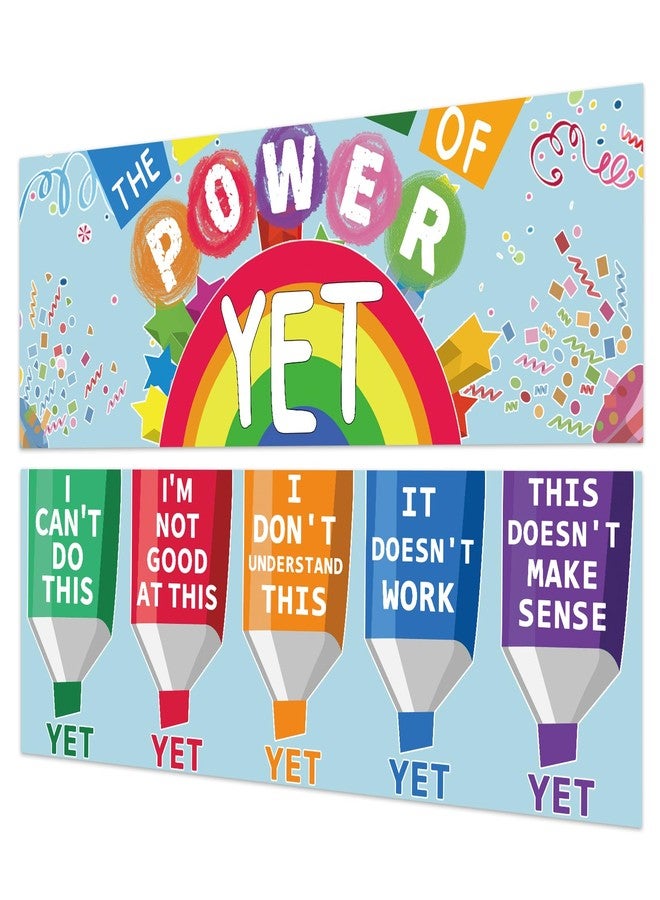Rsgift 2 Pcs Classroom Banner Poster with Dot Glue,13.5x39inches Classroom Decorations Teachers Bulletin Board,Power of Yet,Wall Decor for Middle High School Bedrooms (Laminated) - Image 1