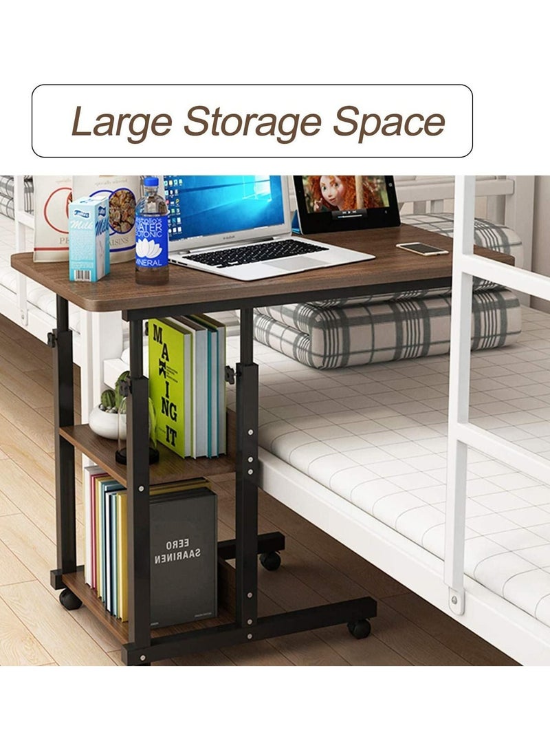 حامل كمبيوتر محمول قابل لتعديل الارتفاع، طاولة جانبية للأريكة، طاولة محمولة مع عجلات للتخزين فوق السرير لغرفة الدراسة وغرفة النوم والمعيشة. - Image 4