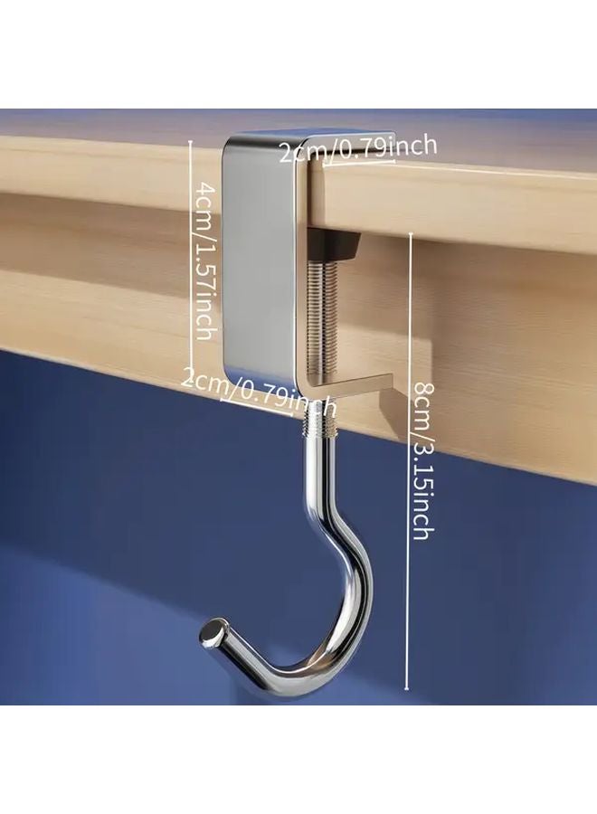 الخطافات المكتبية الفضية القابلة للتعديل بدون حفر للحقائب الظهرية وحقائب اليد والمعاطف لتوفير مساحة التخزين - Image 4