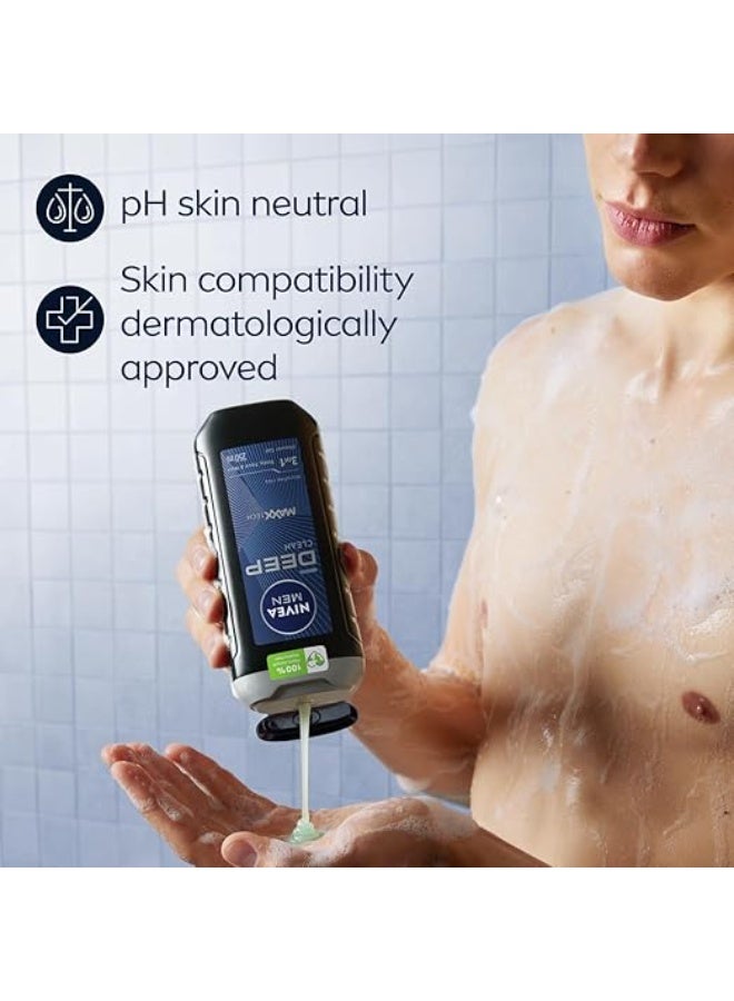 NIVEA MEN Deep Shower Gel 3in1, Body Wash with Micro-Fine Clay & Woody Scent, For Body, Face & Hair 250ml - Image 4
