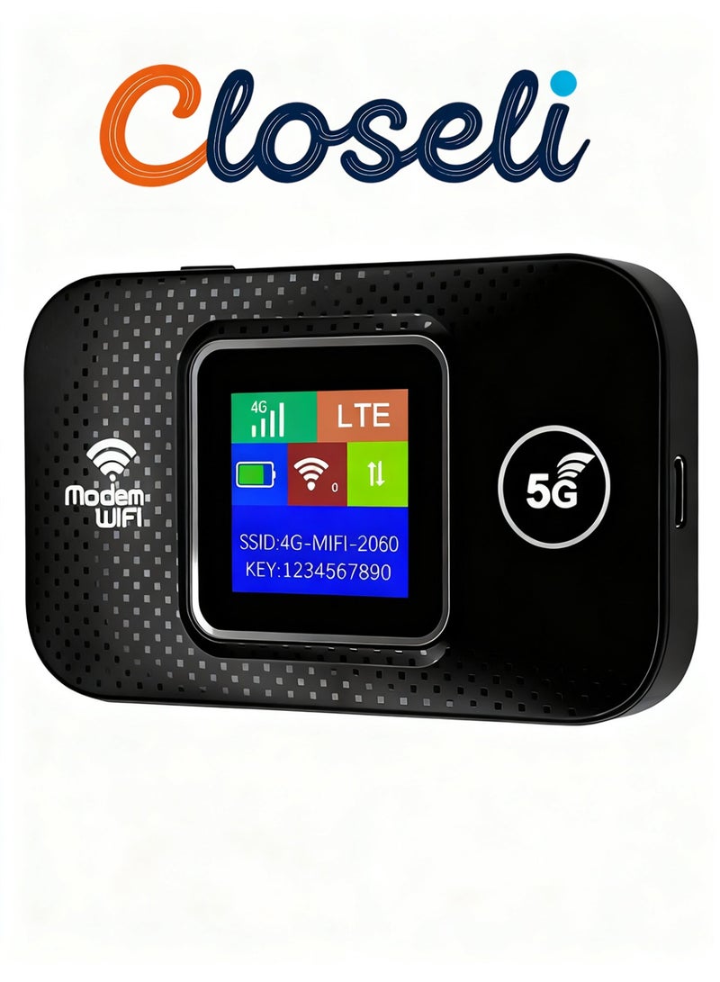 كلوزيلي راوتر واي فاي محمول، واي فاي جيبي، راوتر لاسلكي CPE، 4G LTE، يدعم شريحة SIM لشبكات 5G، بطارية 3000 مللي أمبير بعمر طويل، إشارة مستقرة، تغطية واسعة، تشفير أمان WPA/WPA2، يدعم حتى 10 أجهزة متصلة - Image 1