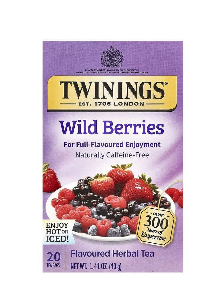 تويننجز شاي الأعشاب، التوت البري، خالي من الكافيين 20 كيس شاي 1.41 أونصة (40 جم) - Image 1