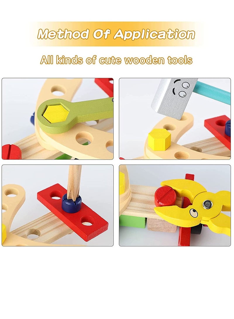 Soofam Kids Tool Kit Wooden Tool Box with 34pcs Wooden Tools Building Toy Set Creative DIY Construction Montessori Toy Educational STEM Toy for Toddlers Boys Girls  - Image 4