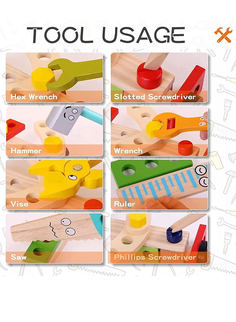 Soofam Kids Tool Kit Wooden Tool Box with 34pcs Wooden Tools Building Toy Set Creative DIY Construction Montessori Toy Educational STEM Toy for Toddlers Boys Girls  - Image 5