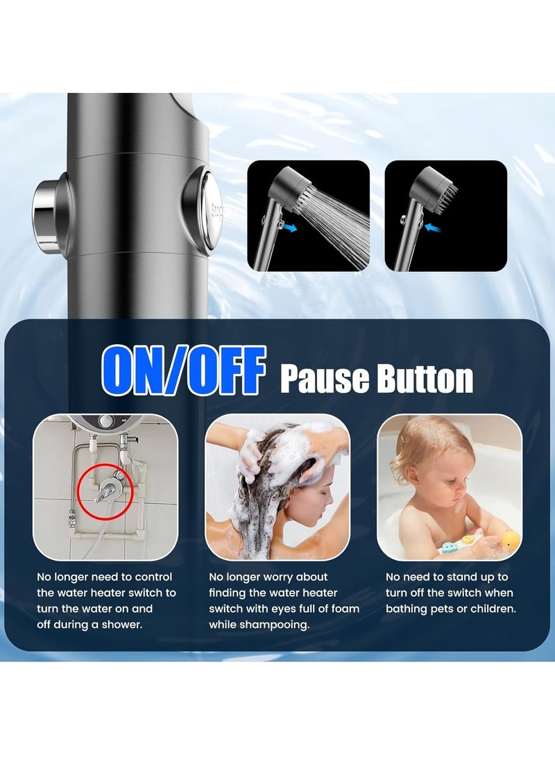 Filtered Shower Head with Handheld, High Pressure Water Flow and Multiple Spray Modes Shower Head with Filter, Power Wash for Hard Water, Showerhead with ON/OFF Switch for Pets Bath - Image 3