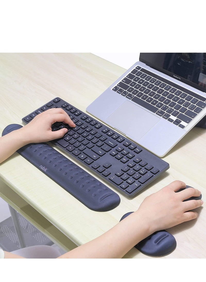 Rubik - Memory Foam Keyboard Wrist Rest Pad and Mouse Pad with Wrist Rest, Ergonomic Hand Palm Rest Support, Memory Foam Pads Gaming, Computer, PC, Laptop, Mac Typing and Wrist Pain Relief - Image 1