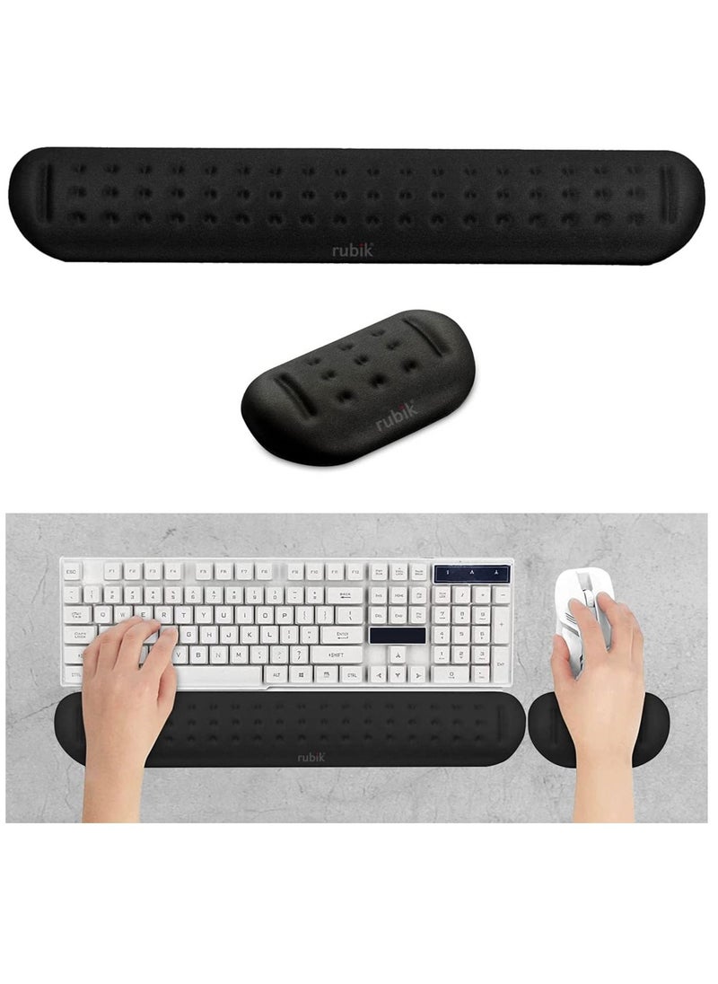 Rubik - Memory Foam Keyboard Wrist Rest Pad and Mouse Pad with Wrist Rest, Ergonomic Hand Palm Rest Support, Memory Foam Pads Gaming, Computer, PC, Laptop, Mac Typing and Wrist Pain Relief - Image 1