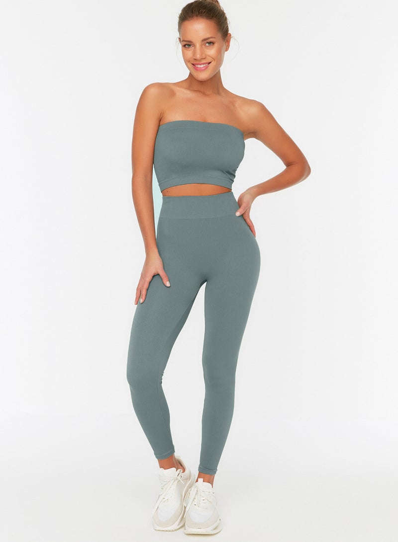 trendyol Khaki Seamless/Seamless Full Length Knitted Sports Leggings TWOAW20TA0071 - Image 5