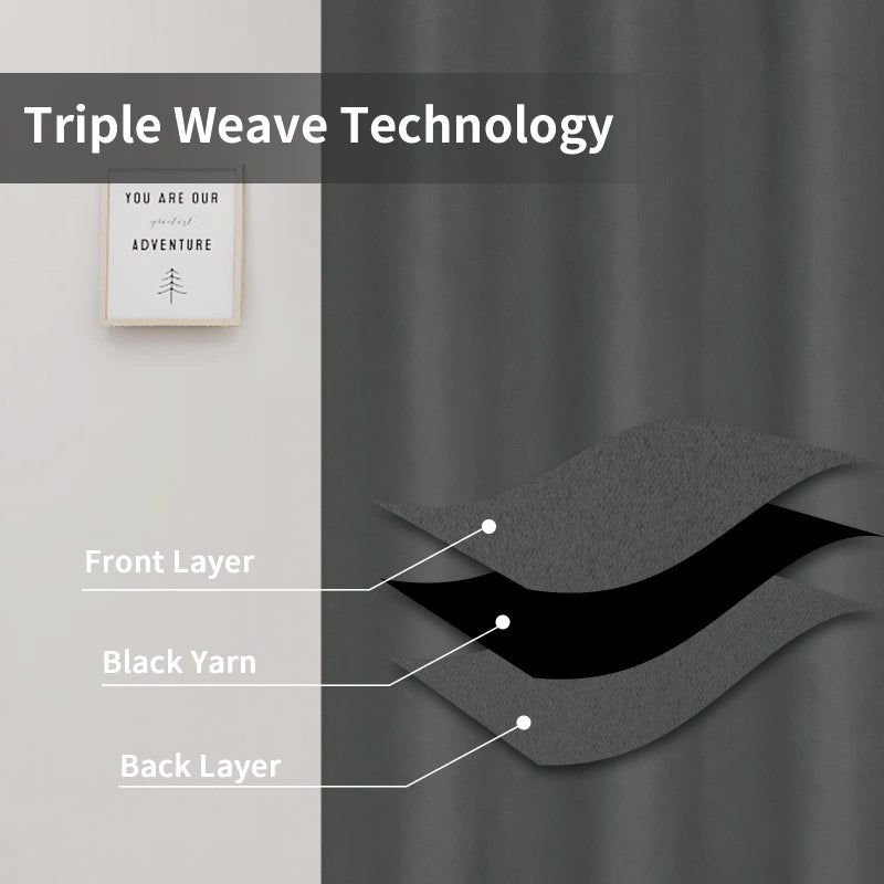 إيزي-جوينج ستائر باب الباب السهلة لغرفة نوم جروميت معزول حراري وضوضاء تقليل الستائر الغرفة الستائر الغامق لغرفة المعيشة 1 لوحة (100x96 باللون الرمادي) - Image 3