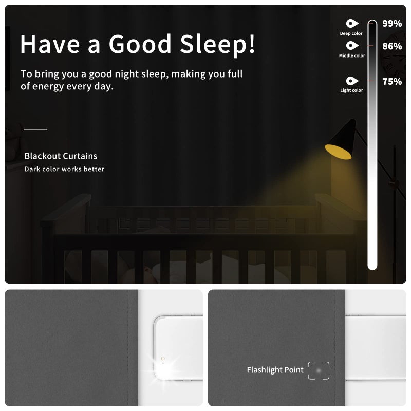 إيزي-جوينج ستائر باب الباب السهلة لغرفة نوم جروميت معزول حراري وضوضاء تقليل الستائر الغرفة الستائر الغامق لغرفة المعيشة 1 لوحة (100x96 باللون الرمادي) - Image 2