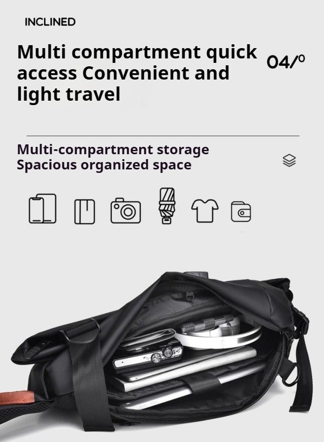 M MIAOYAN Functional crossbody bag men's bag new large capacity shoulder bag motorcycle backpack chest bag  - Image 3