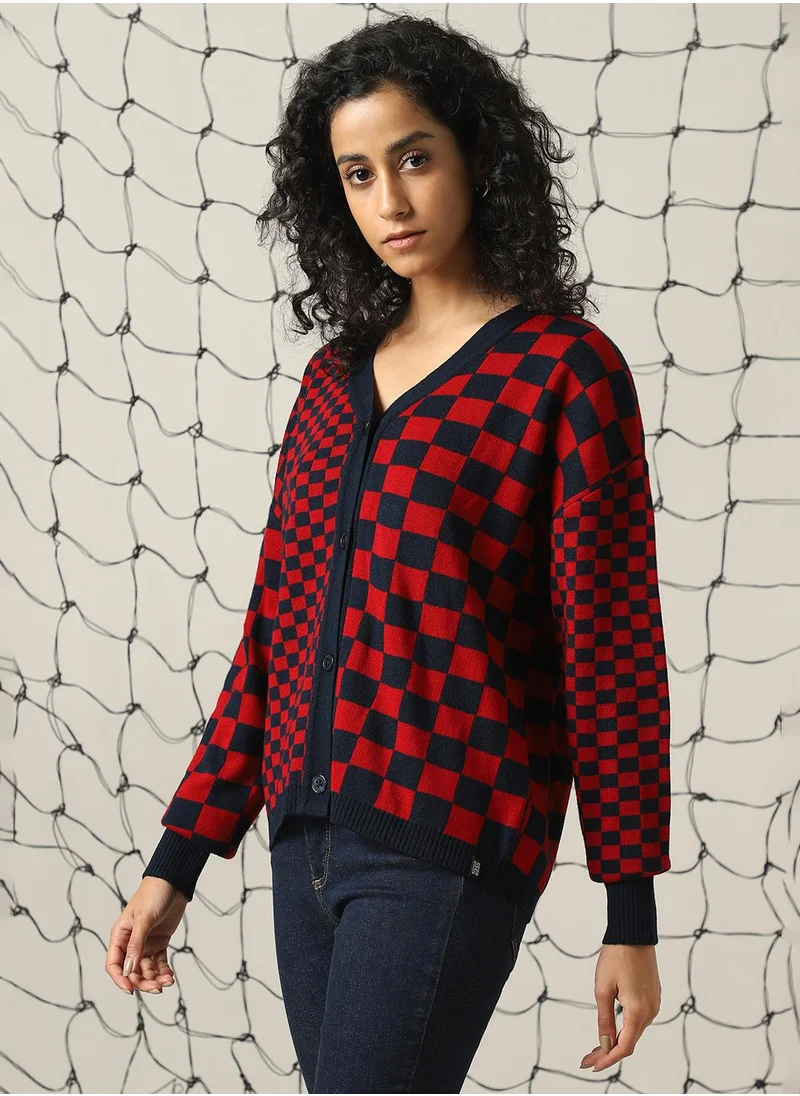 هوبرهولمي Women's Multicoloured 100% Acrylic Solid Regular Fit Sweater