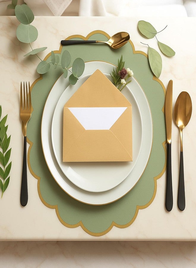 Tinlade 50 Pcs Sage Green Paper Placemats, 13.5 Inch Disposable Scalloped Placemat, Decorative Round Table Place Mats for Birthday, Wedding, Bridal Shower, Baby Shower, Tea Party, Dining Tableware - Image 4