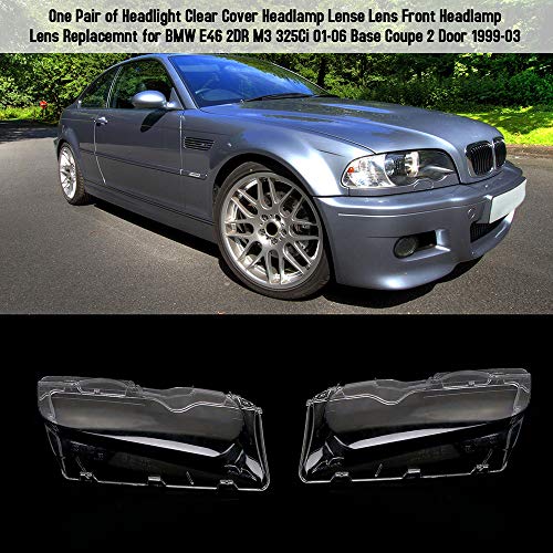 Carrfan Headlight Lens Cover, 1 Pair Left and Right Side Car Headlight Headlamp Lense Clear Lens Cover Replacemnt for BMW E46 2DR M3 325Ci 01-06 Base Coupe 2 Door 1999-2003 - Image 3