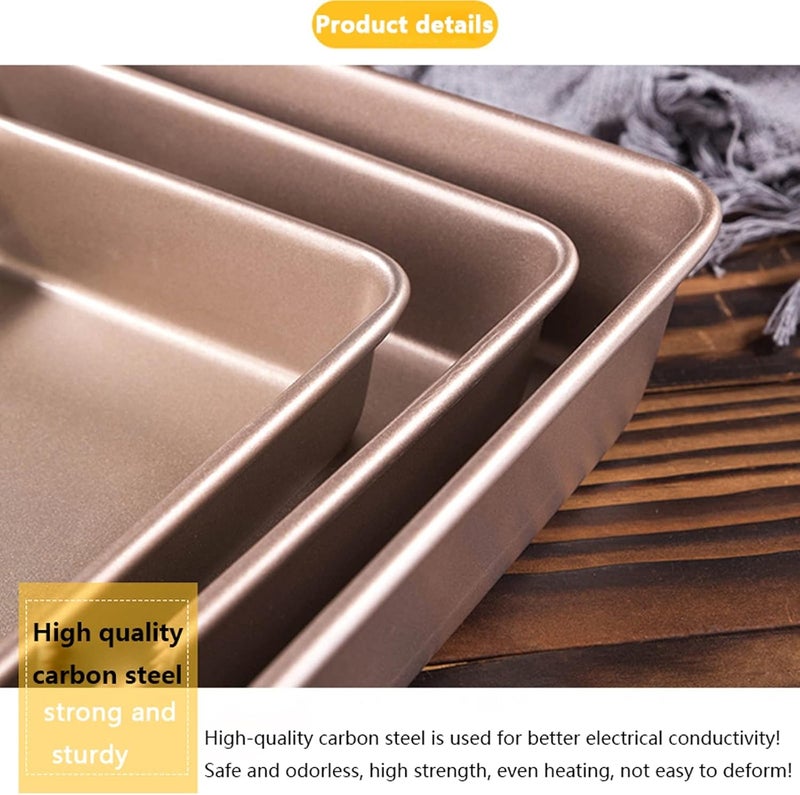 Baking Leakproof Rectangle Rose Gold Carbon Steel Bakeware Oven Baking Mold(22x17x2.4) - Image 3