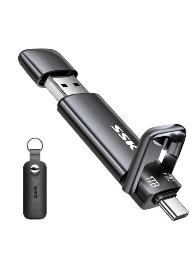 SSK 1TB USB C Thumb Drive up to 1000MB/s,Fast Flash Dual Drive,External Portable SSD Drive Type C+USB A 3.2 Gen 2 Flash Drive,USB C Memory Stick for iPhone 15/PS4/Android Phone/Tablet/Windows/Mac - Image 1