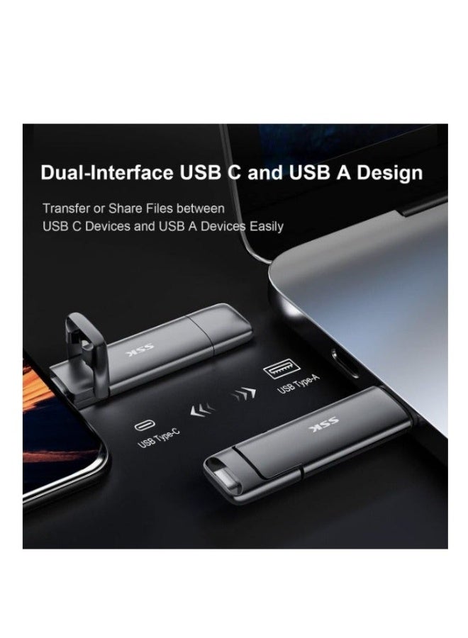 SSK 1TB USB C Thumb Drive up to 1000MB/s,Fast Flash Dual Drive,External Portable SSD Drive Type C+USB A 3.2 Gen 2 Flash Drive,USB C Memory Stick for iPhone 15/PS4/Android Phone/Tablet/Windows/Mac - Image 4