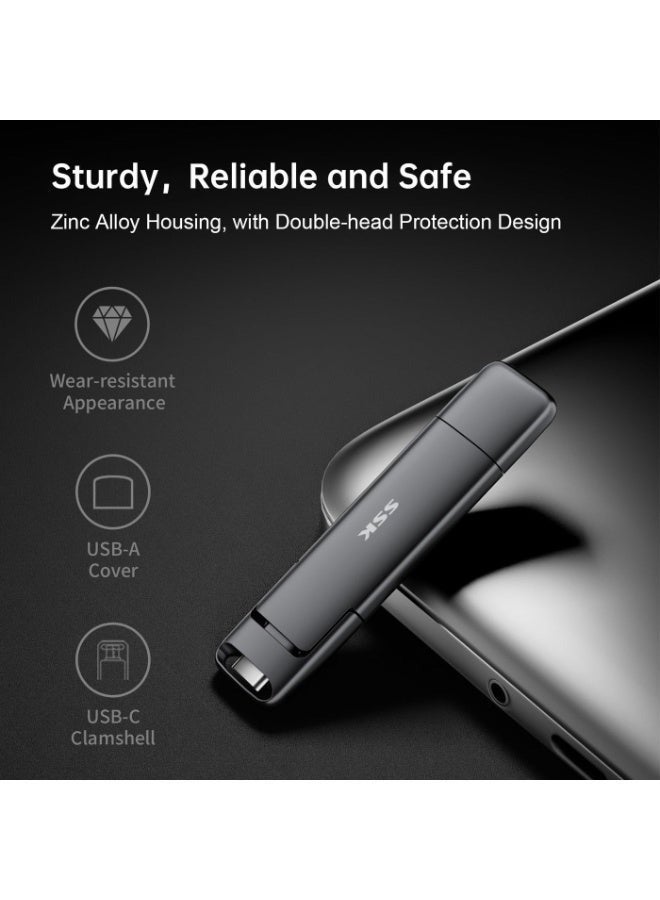 SSK 1TB USB C Thumb Drive up to 1000MB/s,Fast Flash Dual Drive,External Portable SSD Drive Type C+USB A 3.2 Gen 2 Flash Drive,USB C Memory Stick for iPhone 15/PS4/Android Phone/Tablet/Windows/Mac - Image 5