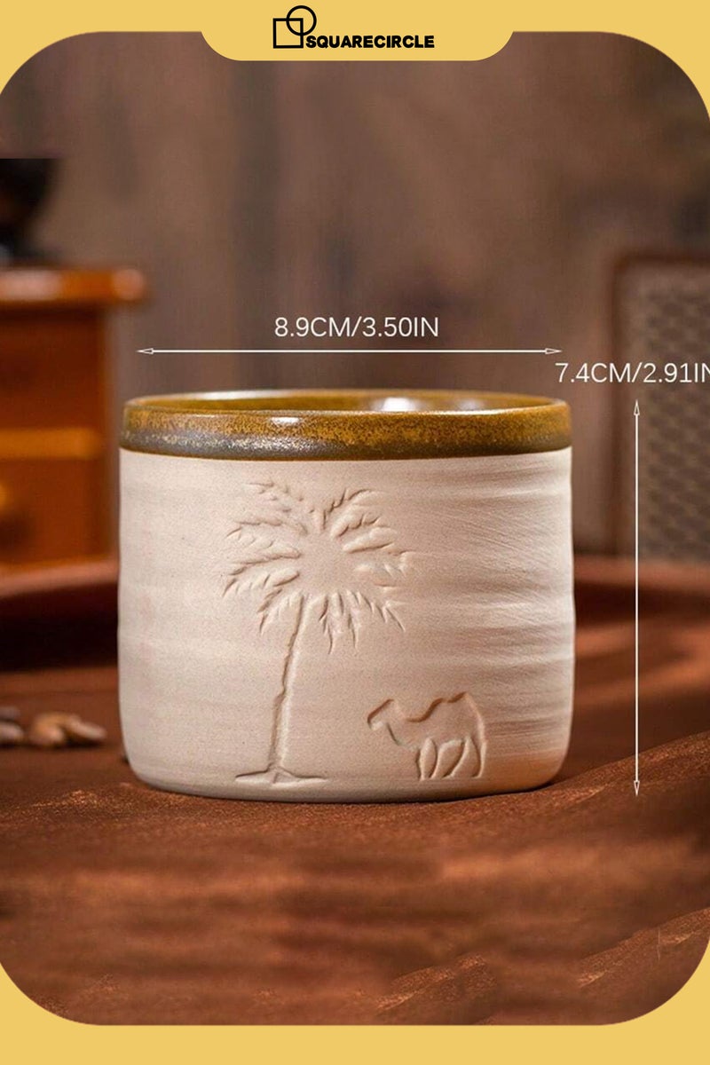 Squarecircle Desert Palm Tree and Camel Pattern Ceramic Coffee Mug, 310ml, Reusable, Hand Wash Only, Perfect for Family Gatherings and Special Occasions, Desert Theme Gift, Desert Coffee Mug | Desert Theme Decor | Ceramic Mug, Back to School Coffee Mug  - Image 5