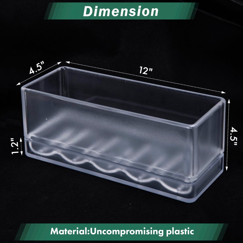 D'vine Dev 12 Inch Window Box Planter, Rectangle Plastic Herb Planter with Drainage Holes and Saucer, Indoor Succulent Cactus Vegetable Pot for Windowsill, Garden Balcony, Clear, Set of 1, 76-X-D-1 - Image 2
