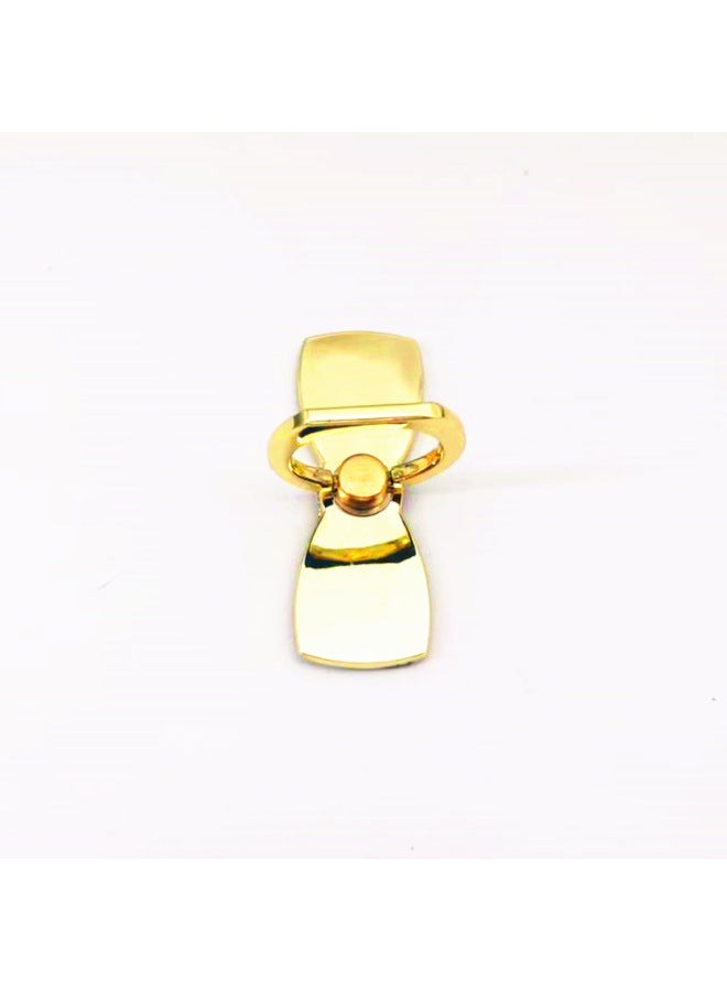 Loquat Bow Tie Ring Buckle Creative Mobile Phone Ring Bracket 360 Rotating Metal Desktop Support Back Bracket-Color:Gold-small Golden Bag Packaging - Image 1
