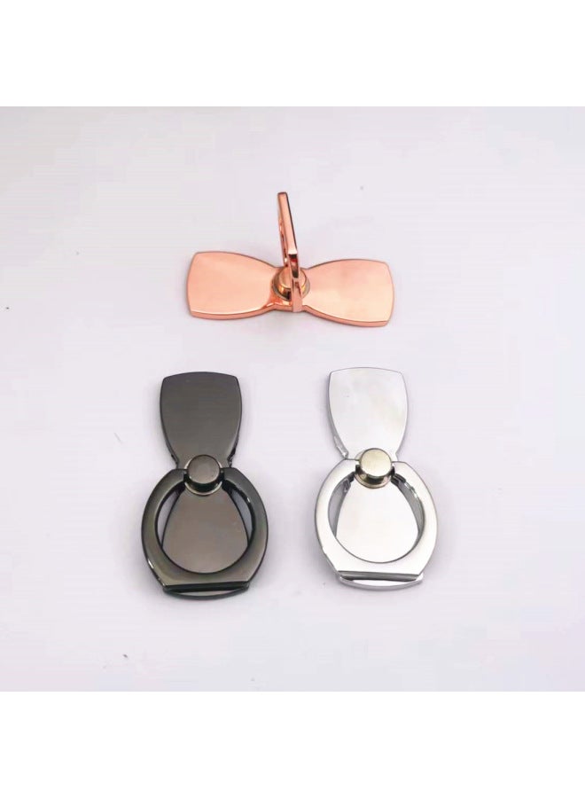 Loquat Bow Tie Ring Buckle Creative Mobile Phone Ring Bracket 360 Rotating Metal Desktop Support Back Bracket-Color:Gold-small Golden Bag Packaging - Image 5