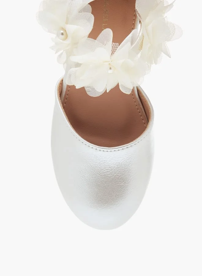 Flora Bella By Shoexpress Girls Block Heel Ballerina With Hook And Loop Closure