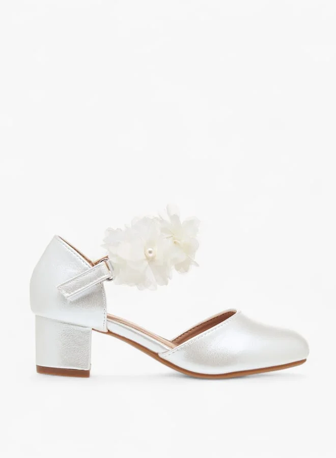 Flora Bella By Shoexpress Girls Block Heel Ballerina With Hook And Loop Closure