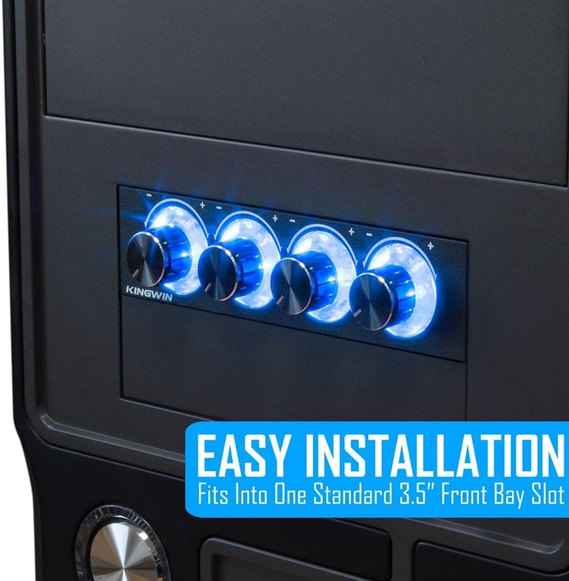 KingWin Fan Controller 4 Channel w/ LED. Controls up to 4 Sets of PC Computer Fans, Independent Turn Knob Control, and Fits 3.5 Inch Drive Bay. Easy Setup, and Easy Control of Your Cooling Fans - Image 4