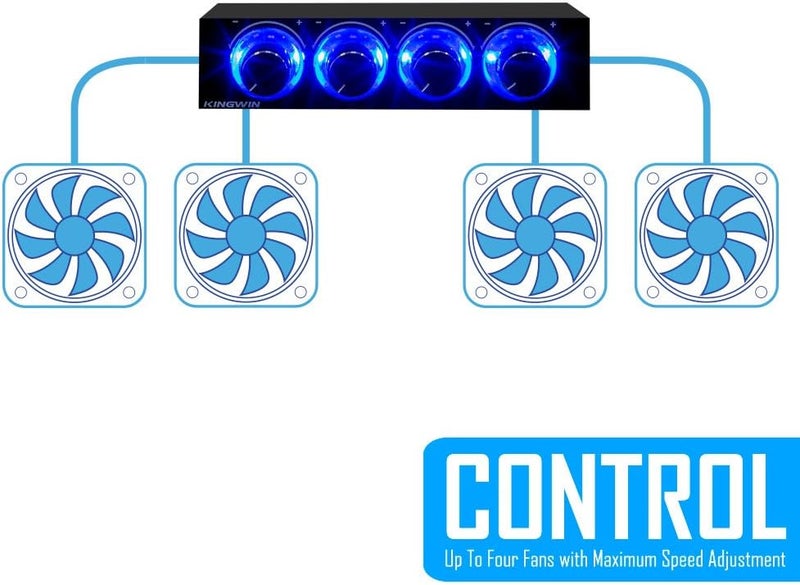 KingWin Fan Controller 4 Channel w/ LED. Controls up to 4 Sets of PC Computer Fans, Independent Turn Knob Control, and Fits 3.5 Inch Drive Bay. Easy Setup, and Easy Control of Your Cooling Fans - Image 5