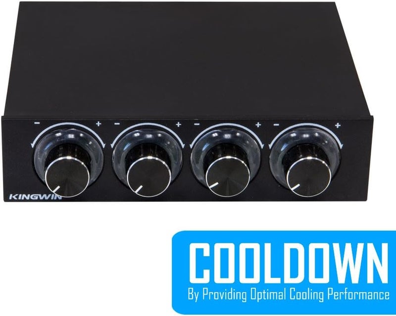 KingWin Fan Controller 4 Channel w/ LED. Controls up to 4 Sets of PC Computer Fans, Independent Turn Knob Control, and Fits 3.5 Inch Drive Bay. Easy Setup, and Easy Control of Your Cooling Fans - Image 3