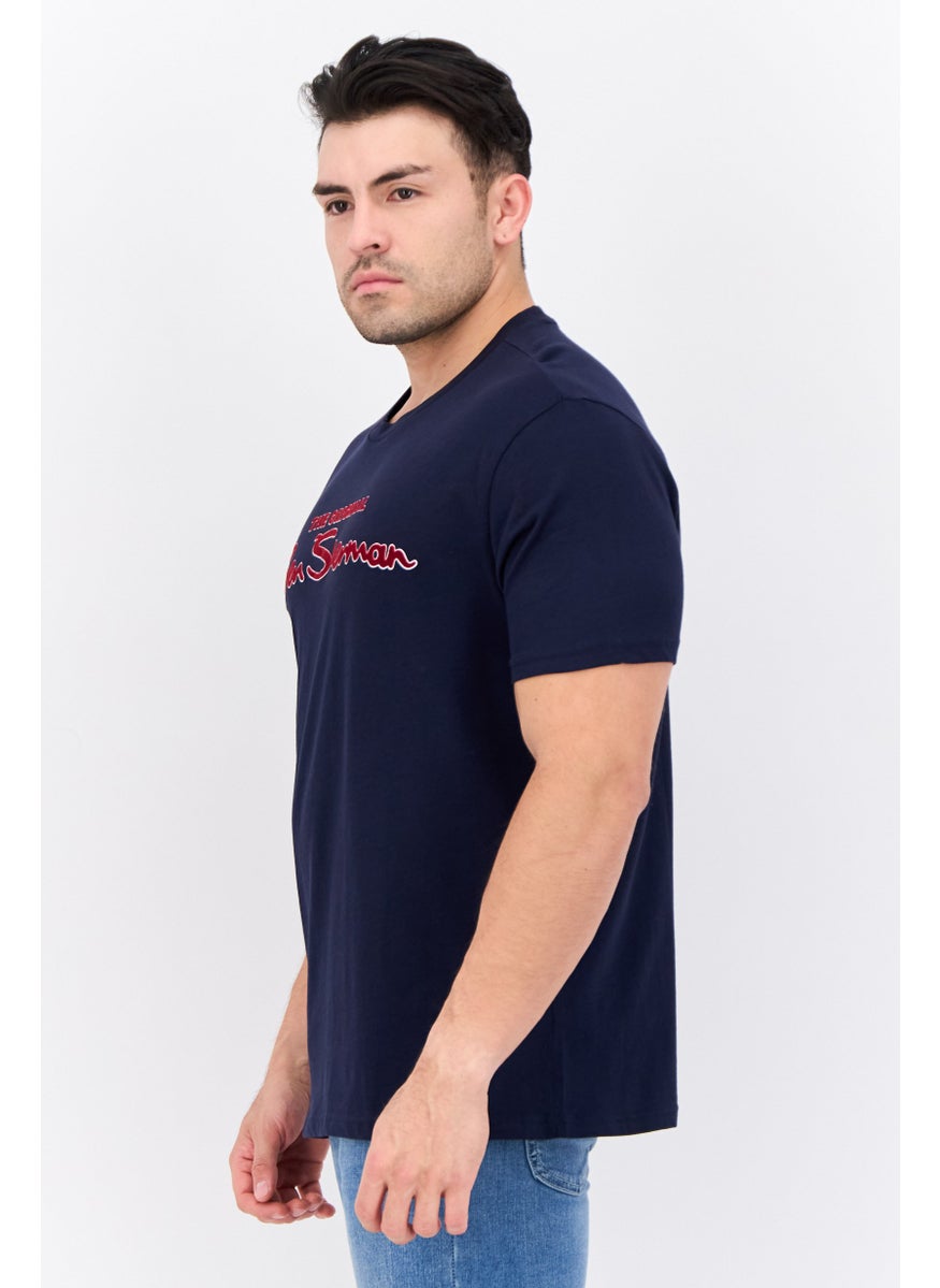 Ben Sherman - Men Crew Neck Short Sleeves Brand Logo T-Shirt, Navy - Image 1