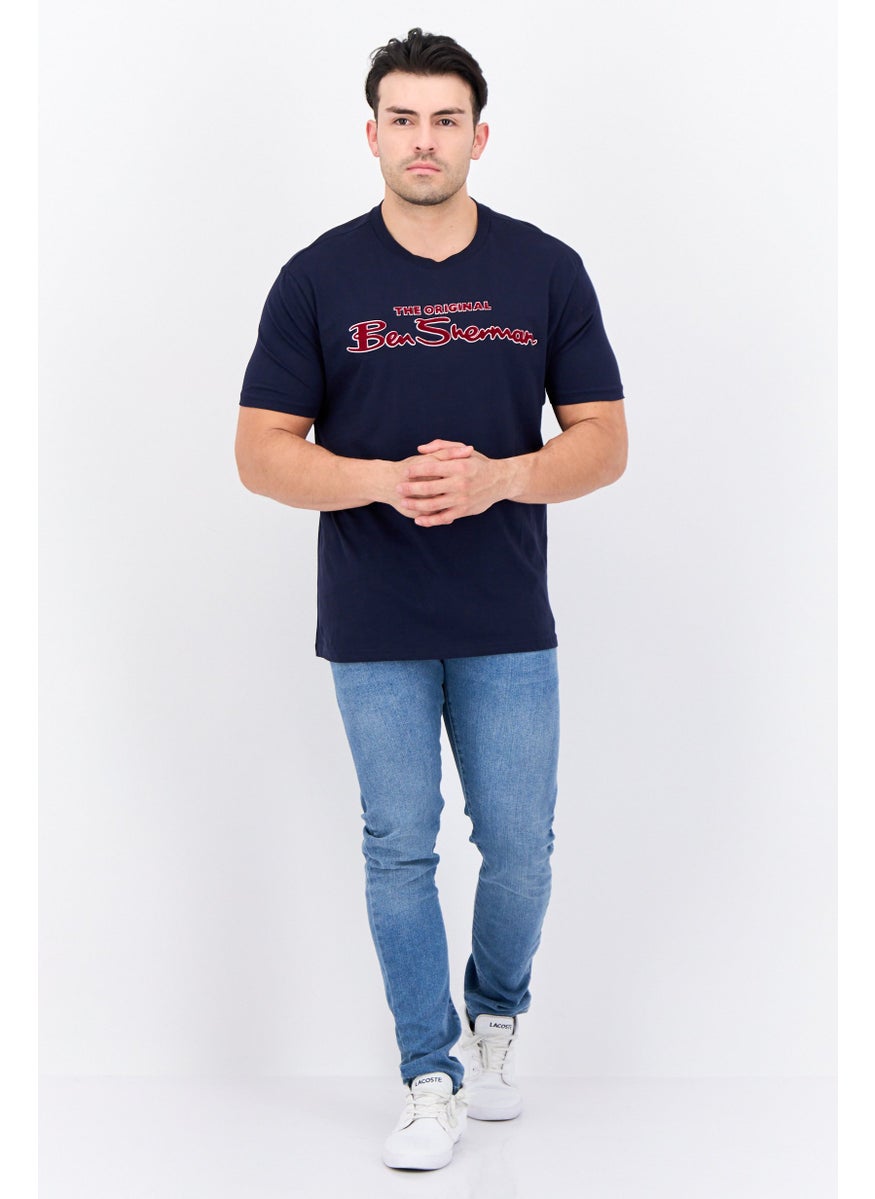 Ben Sherman - Men Crew Neck Short Sleeves Brand Logo T-Shirt, Navy - Image 1