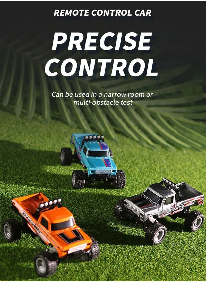 Mini Remote Control Car, 2025 New Mini Rc Monster Truck 1/64, 2.4G Remote Control USB Rechargeable Underflow with Trailer with Lights present for Boys and GirlsCar Toys for Kids Gift—Blue