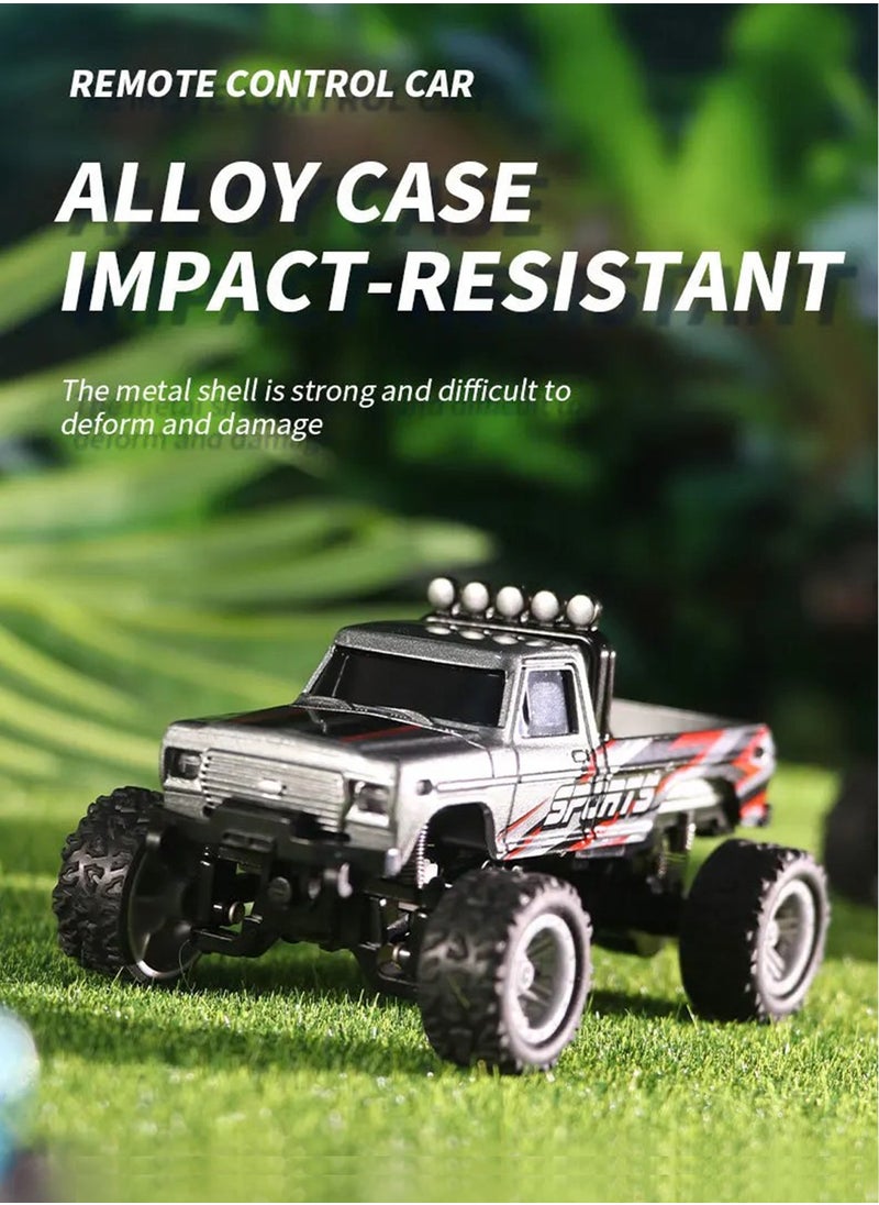 Mini Remote Control Car, 2025 New Mini Rc Monster Truck 1/64, 2.4G Remote Control USB Rechargeable Underflow with Trailer with Lights present for Boys and GirlsCar Toys for Kids Gift—Blue
