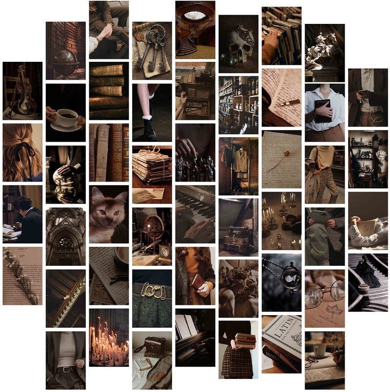 WaschbÃ¤r 54PCS Dark Academia Wall Collage Kit – Vintage Aesthetic Posters for Room Decor, Gothic Home Decor, Retro Style Dark Academia Aesthetic, 4x6 inch Photo Collection for Bedroom, Dorm, and Study Room - Image 1