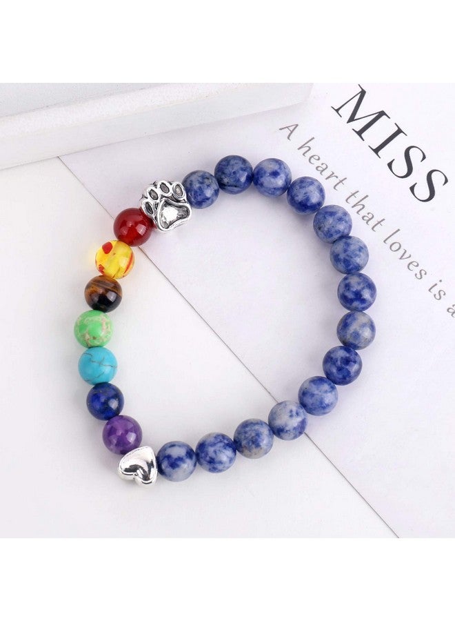 Unijew Pet Memorial Gifts,Rainbow Bridge Bracelet For Beloved Dog Cat,8Mm Mixed Color Bead 7 Chakra Pet Memorial Bracelet For Women Men Who Loss Of Pets,Pet Sympathy Gift  - Image 2