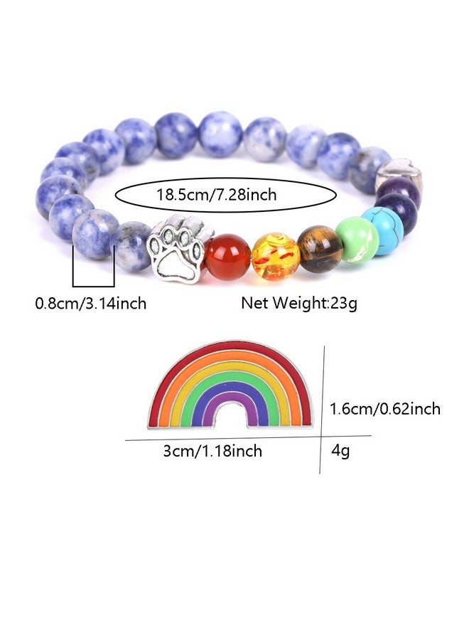 Unijew Pet Memorial Gifts,Rainbow Bridge Bracelet For Beloved Dog Cat,8Mm Mixed Color Bead 7 Chakra Pet Memorial Bracelet For Women Men Who Loss Of Pets,Pet Sympathy Gift  - Image 4