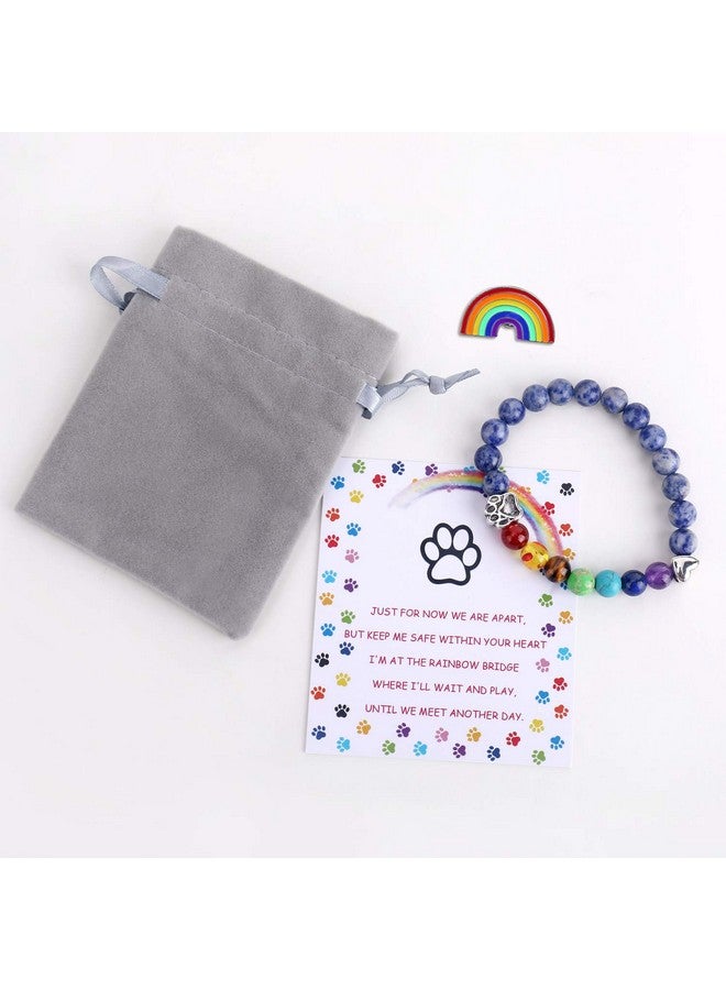 Unijew Pet Memorial Gifts,Rainbow Bridge Bracelet For Beloved Dog Cat,8Mm Mixed Color Bead 7 Chakra Pet Memorial Bracelet For Women Men Who Loss Of Pets,Pet Sympathy Gift  - Image 5
