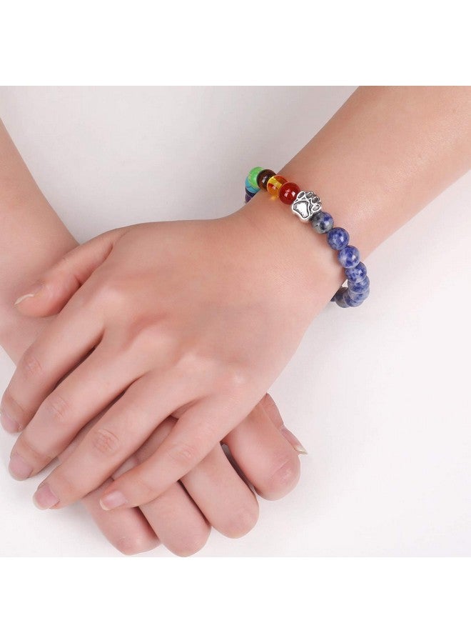 Unijew Pet Memorial Gifts,Rainbow Bridge Bracelet For Beloved Dog Cat,8Mm Mixed Color Bead 7 Chakra Pet Memorial Bracelet For Women Men Who Loss Of Pets,Pet Sympathy Gift  - Image 3