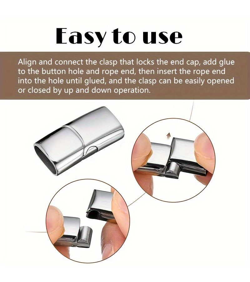 2D Flat Steel Magnetic Clasps Flat Leather Cord Clasps 10x5mm Screw Tube Closure - Image 1