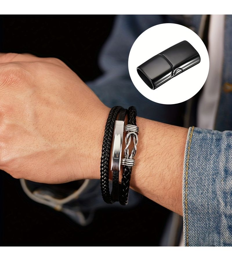 2D Flat Steel Magnetic Clasps Flat Leather Cord Clasps 10x5mm Screw Tube Closure - Image 5
