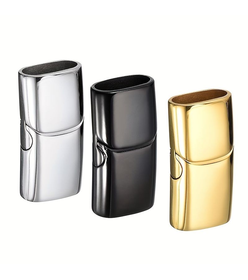 2D Flat Steel Magnetic Clasps Flat Leather Cord Clasps 10x5mm Screw Tube Closure - Image 4