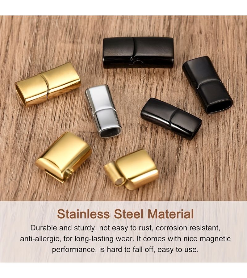 2D Flat Steel Magnetic Clasps Flat Leather Cord Clasps 10x5mm Screw Tube Closure - Image 3