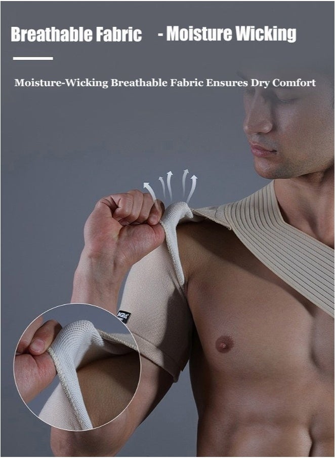 جينجبا سابورت حزام دعم كتف قابل للتعديل لرفع الأثقال وركوب الدراجات والرياضة - يُخفف آلام التهاب الأوتار، مُسامي ومريح للارتداء طوال اليوم. - Image 2