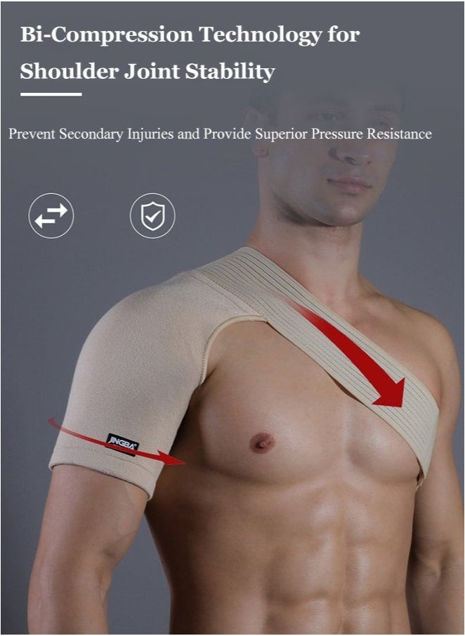 جينجبا سابورت حزام دعم كتف قابل للتعديل لرفع الأثقال وركوب الدراجات والرياضة - يُخفف آلام التهاب الأوتار، مُسامي ومريح للارتداء طوال اليوم. - Image 3