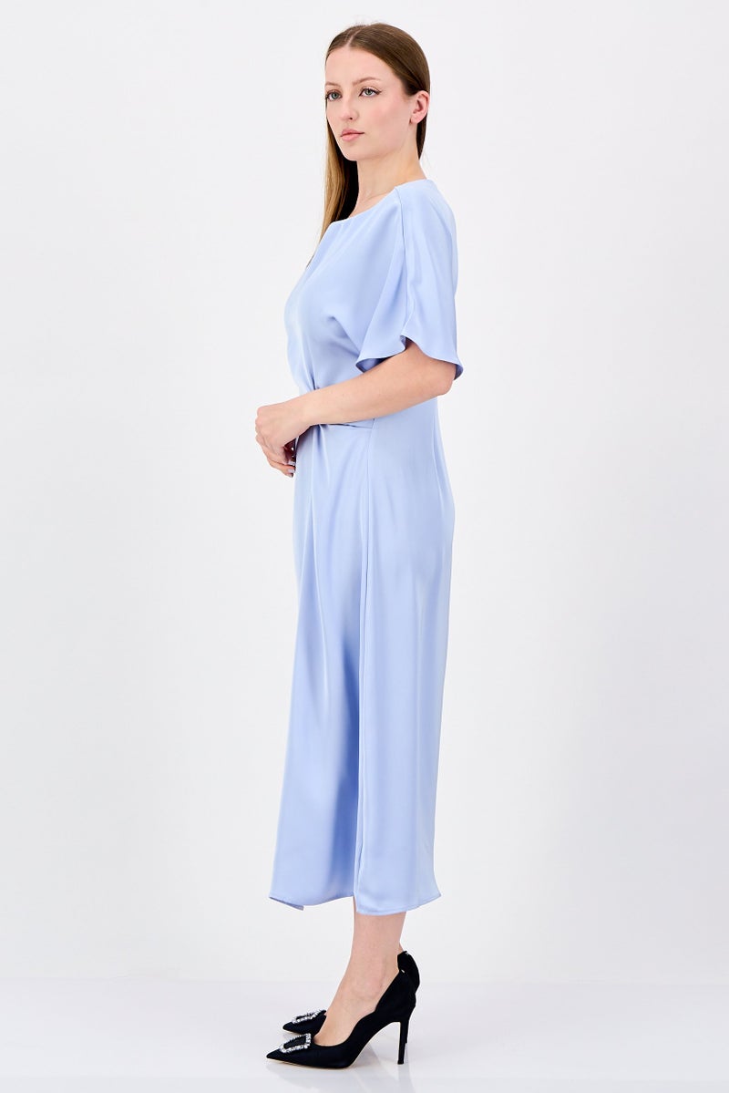 bebe Women Solid Maxi Dress, Light Blue - Image 3